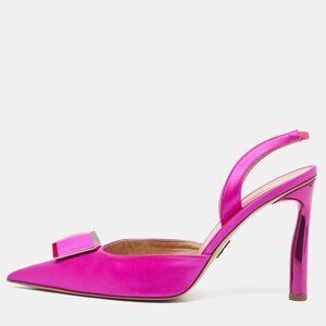 Paul Andrew Pink Satin Crystal Cube Embellished Rhea Slingback Pumps Size 41
